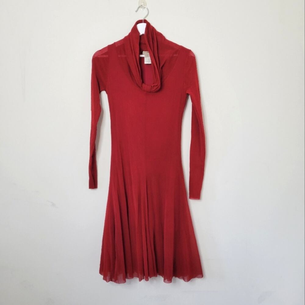 Fuzzi Cowl Neck Flare Dress Medium